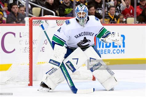 Vancouver Canucks Goalie Anders Nilsson Tends Net During The Second