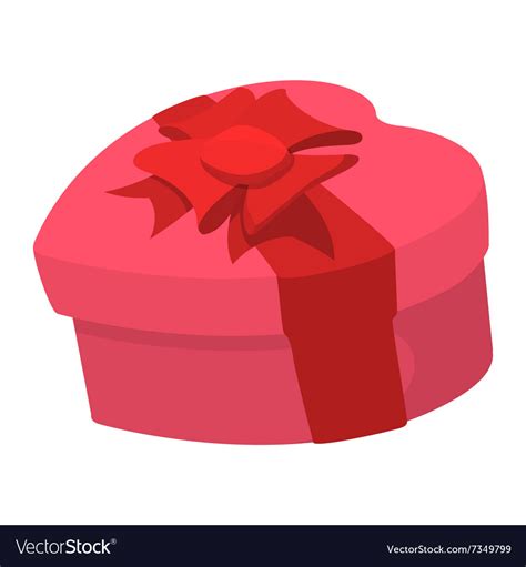 Pink Heart Shaped T Box With A Ribbon Icon Vector Image