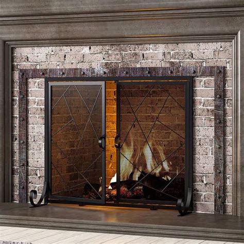 Fireplace Screen With Hinged Door