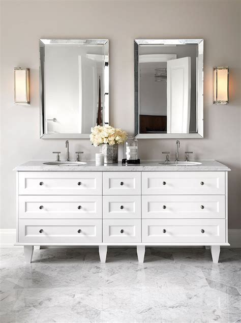 Rectangular bathroom mirrors are the most common because you can see your entire reflection and the symmetrical design fits in to mimic the rectangular shape of a bathroom vanity. Beveled Vanity Mirror - Contemporary - bathroom - The ...