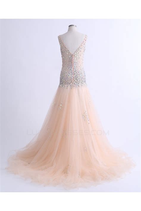 A Line Beaded Long Prom Evening Formal Party Dresses Ed010764