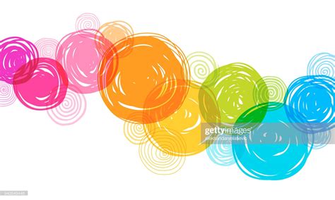 Fun Multi Colored Background With Hand Drawn Circles On