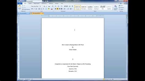 Apa Title Page Running Head