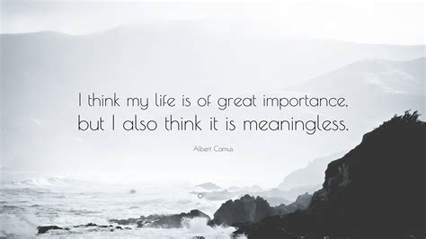 Albert Camus Quote “i Think My Life Is Of Great Importance But I Also Think It Is Meaningless”