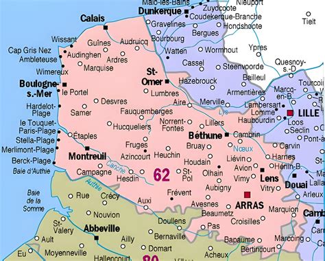 Carte Des Principales Communes Du Pas De Calais