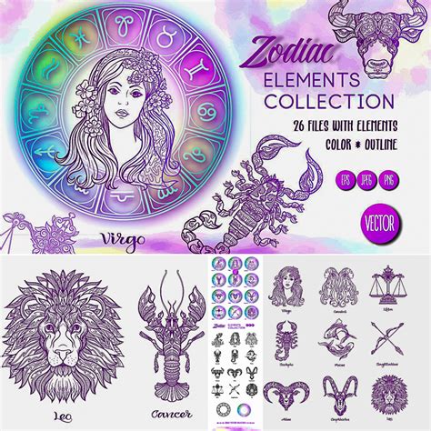 Zodiac Illustrations Astrology Set Free Download