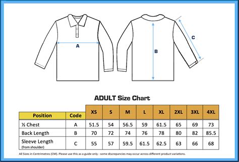 Mens Shirt Size Chart Cm