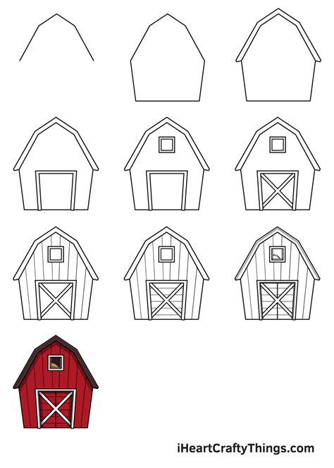Barn Drawing How To Draw A Barn Step By Step