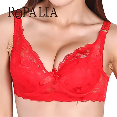 Women Push Up Bras Embroidery Padded Up Underwire Lace Bra 32 40B