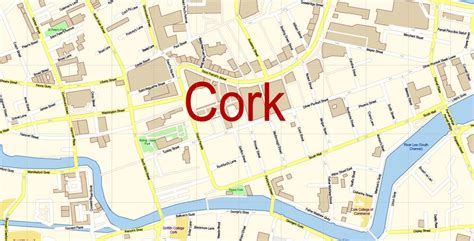 Cork Ireland Dxf Map Vector Exact City Plan High Detailed Street Map