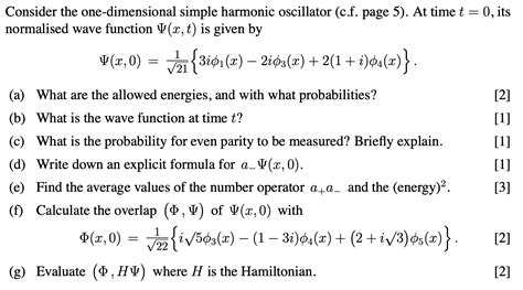 Solved Consider The One Dimensional Simple Harmonic Chegg Com