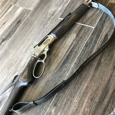 Leather Rifle Sling Gun Sling Hand Tooled Finished In Smoky Gray