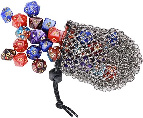 Youshares Drawstring Game Dice Bag Stainless Steel Chainmail Dnd Dice