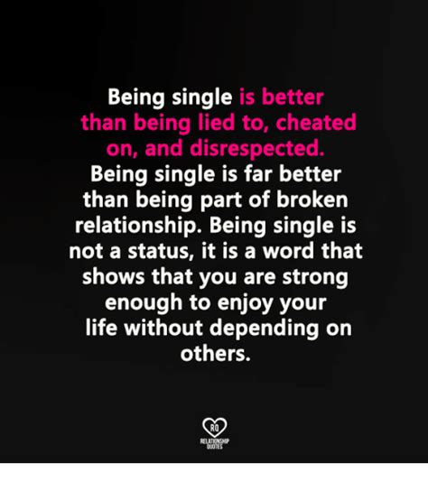 Being Single Is Better Than Being Lied To Cheated On And Disrespected Being Single Is Far Better