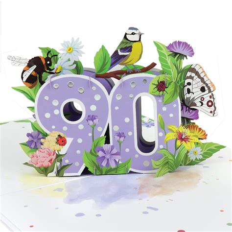 Buy 90th Birthday Pop Up Card Floral Themed 90th Birthday Card