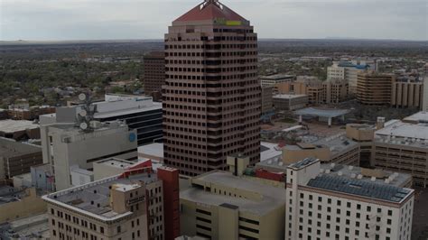 57k Stock Footage Aerial Video Flying Away From Albuquerque Plaza And