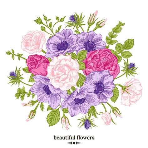 Bouquet Of Summer Flowers Stock Vector Illustration Of Garden 67651081
