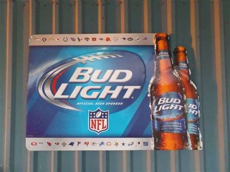 Very Large Bud Light Nfl Metal Sign 42 X 29 Excellent Condition
