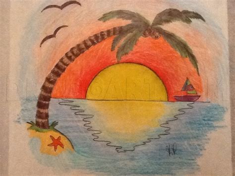 How To Draw An Easy Sunset By Dauntlesskat13
