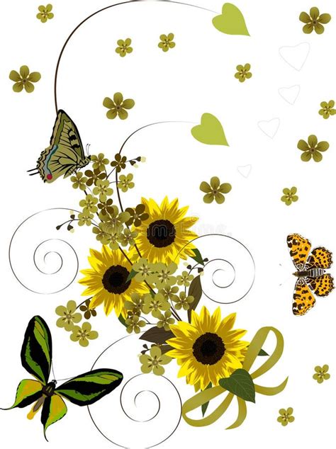 Sunflowers Butterflies Stock Illustrations 455 Sunflowers Butterflies