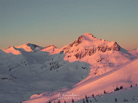 Winter Sunrise Over A Snow Covered Mountain Nature Print