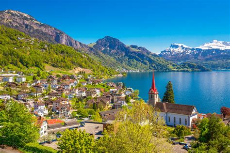 ルツェルン湖とスイスアルプス スイスの風景 Beautiful 世界の絶景 美しい景色
