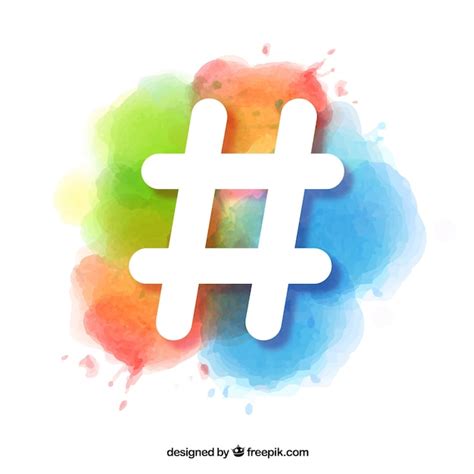 Hashtag Design With Watercolor Vector Free Download