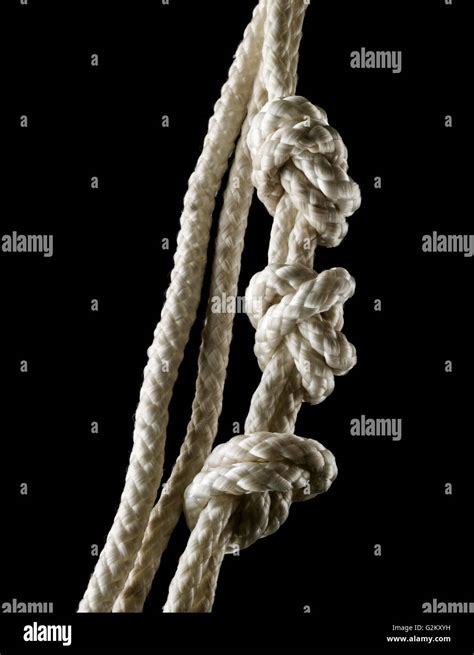 Rope With Knots On Black Stock Photo Alamy