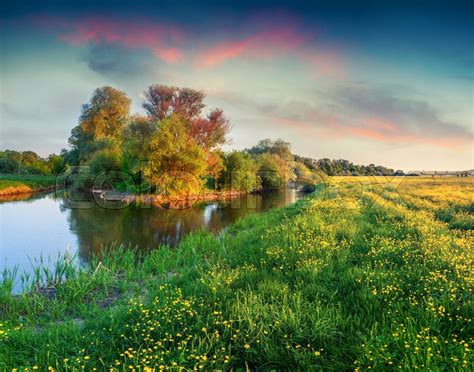 Beautiful Summer Landscape With The River Stock Photo Colourbox