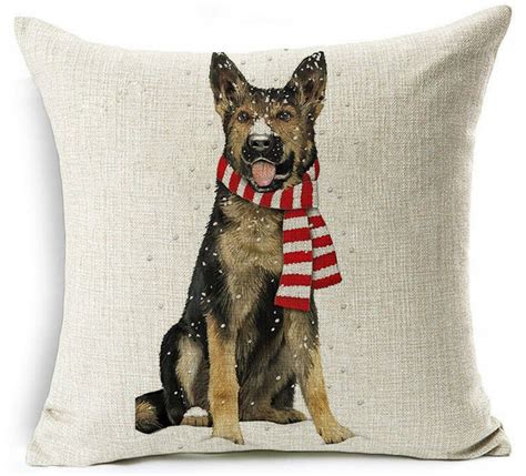 Beautiful Christmas German Shepherd Dog On Pillow Cover 18 X Etsy