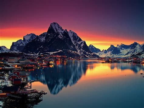 Ocean Wallpaper Hd ~ Lofoten Islands Norway Reine Lofoten Sunset