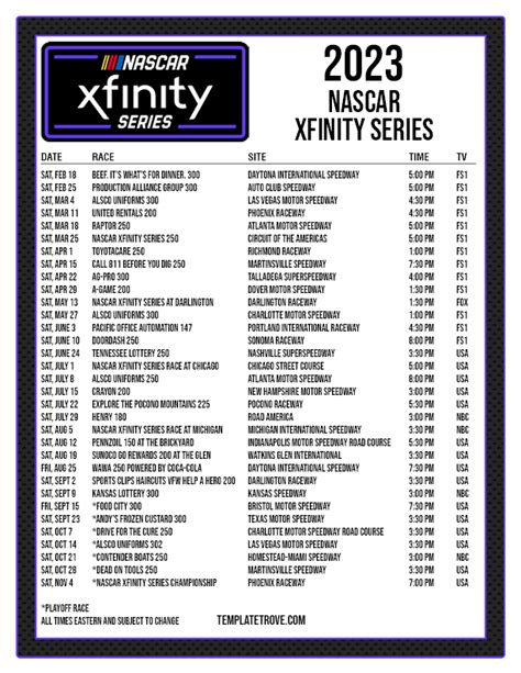 Nascar Xfinity Schedule 2023 Printable Martin Printable Calendars