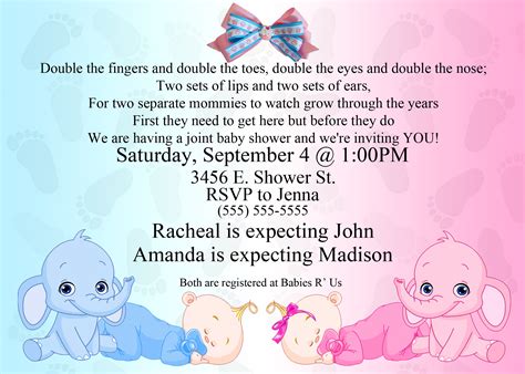 baby shower invitation ideas  twins  printable