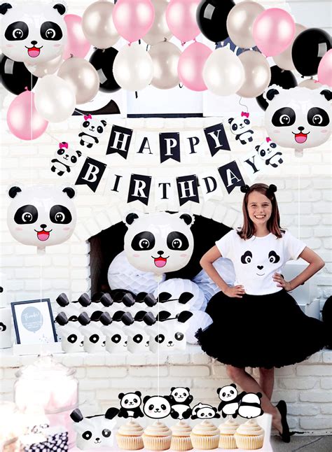Panda Birthday Party Decorations Panda Happy Birthday Banner Cupcake