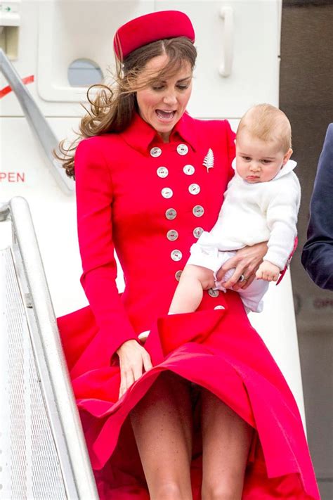 Kate Middletons Wardrobe Malfunction — Red Dress Blows Up On Royal