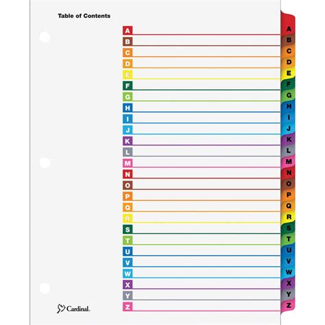 This made me realize that people need to sort all kinds of lists in alphabetical order all the time. Cardinal A-Z OneStep Index System - 26 x Divider(s ...