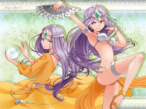 Wallpaper Anime Girls Dragon Quest Manya Minea Dragon Quest IV Twins Long Hair Purple