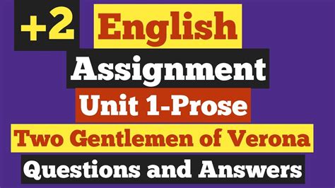 Th English Assignment Questions And Answers Unit Prose Two