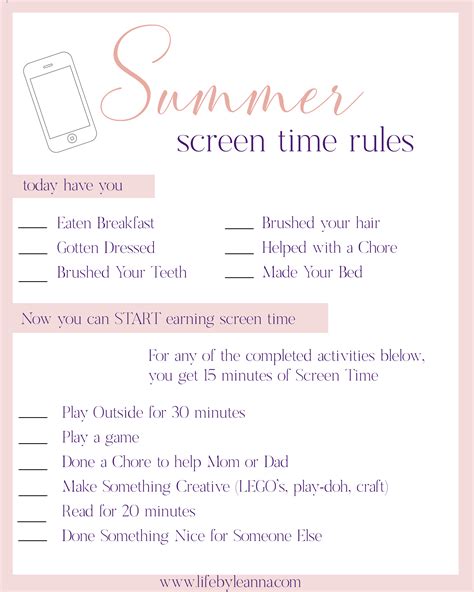 Screen Time Checklist Printable