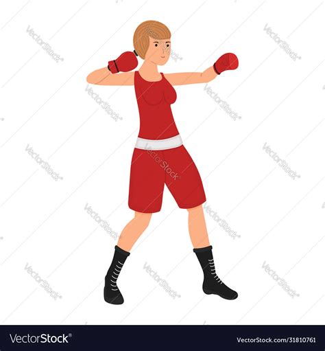 Female Boxer Cartoon Character Boxing Woman Vector Image