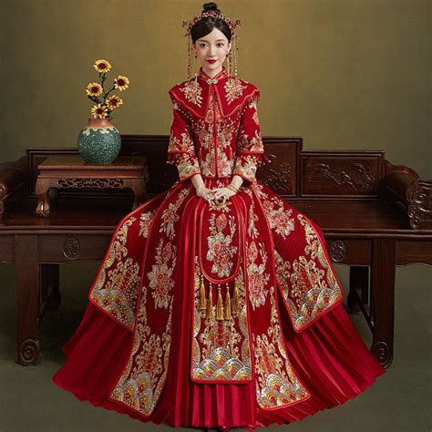Traditional Chinese Bridal Red Wedding Xiuhe Dress 红妍惜君 Etsy