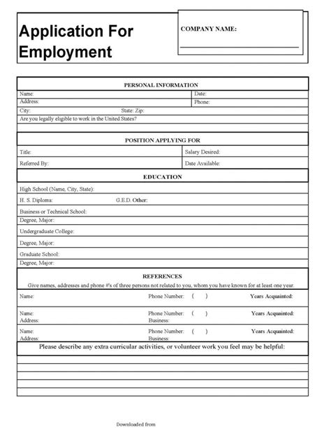 A letter adds more personality to your application by providing more details about your background and interest in the position, while a resume outlines your professional skills and experience more. Generic Application For Employment 4 PDF - PDF Format | e ...