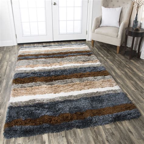It is more of a blue gray than i anticipated and the white is more of a light gray. Commons Multi Stripe Pattern Area Rug In Grey Blue Brown ...
