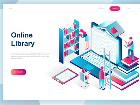 Online Library Isometric Landing Page Uplabs
