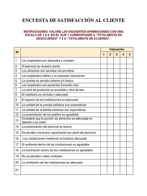 Encuesta De Satisfacción Al Cliente