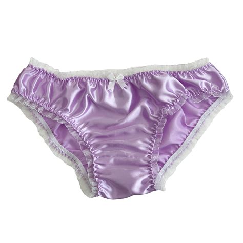 Liliac Satin Sissy Frilly Panties Bikini Knicker Underwear Briefs Size