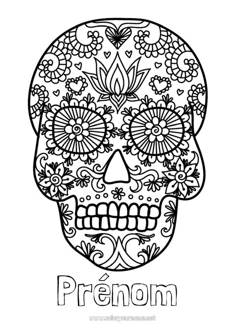 Coloriage N°14 Squelette Crâne Día De Los Muertos
