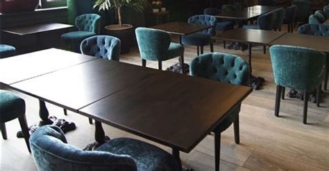 Banquet table and chairs with silver wear placement. Cafe Furniture - Coffee Shop Bistro Tables, Stools & Chairs