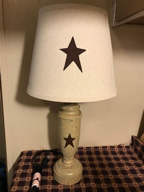 Primitive Farmhouse Rustic Country Table Lamp And Shade Brown Etsy
