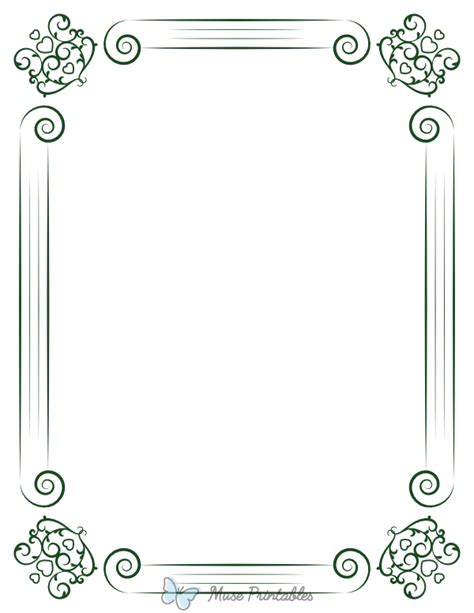 Printable Dark Green Classical Page Border